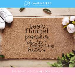 Boots Flannels Pumpkin Spice Everything Nice Doormat - Seasonal Coir Mat Fall Decor Housewarming Gift Autumn - thumbnail 1