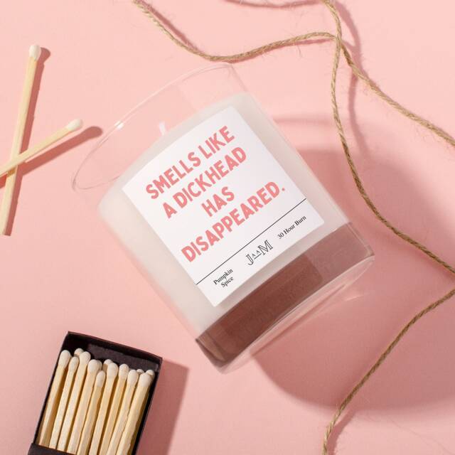 Dickhead Disappears Candle. Cheeky Break Up Gift. Smells Like A Dickhead Had Disappeared - image 1