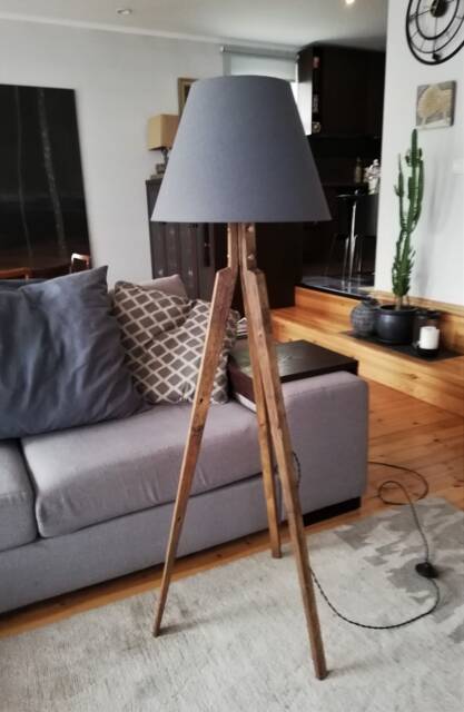 Antique Wood Tripod Floor Lamp Base/Wood Base /Tripod Handmade - image 1
