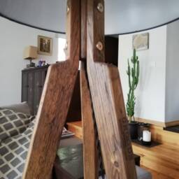 Antique Wood Tripod Floor Lamp Base/Wood Base /Tripod Handmade - thumbnail 2