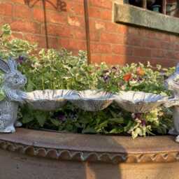 Small Cast Iron Rabbit Birdbath/Feeder Garden Ornament - thumbnail 3