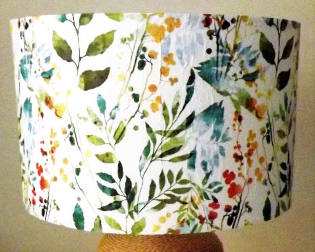 Watercolor Leaves Lampshade Handmade Shabby Chic Style - image 1