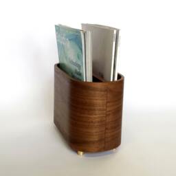 "Magazine Rack - Walnut Veneer With Solid Brass 10"" Long X 7"" Tall 6" - thumbnail 4