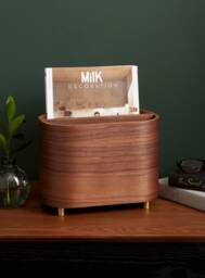 "Magazine Rack - Walnut Veneer With Solid Brass 10"" Long X 7"" Tall 6" - thumbnail 1
