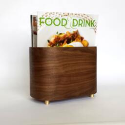 "Magazine Rack - Walnut Veneer With Solid Brass 10"" Long X 7"" Tall 6" - thumbnail 2
