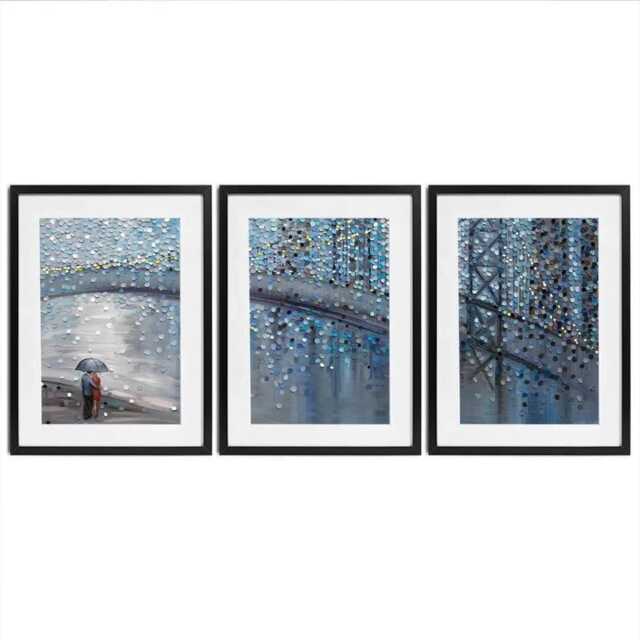 Rainy Date With The Bridge View Framed Art Print Trio - image 1