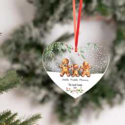 Personalised Hanging Heart Plaque Sign First Christmas As Family Of Four Acrylic Tree Decoration Free Gift Bag Bluebellindagifts - thumbnail 3