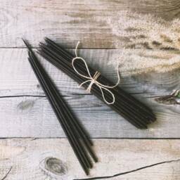 Set Of 30 Thin 100 % Natural Beeswax Hand-Dipping Candles in Stylish Black/Thin Pencil Candles/Tall Candles/ Tapers - thumbnail 3