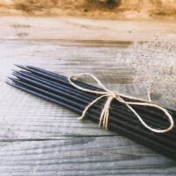 Set Of 30 Thin 100 % Natural Beeswax Hand-Dipping Candles in Stylish Black/Thin Pencil Candles/Tall Candles/ Tapers - thumbnail 2