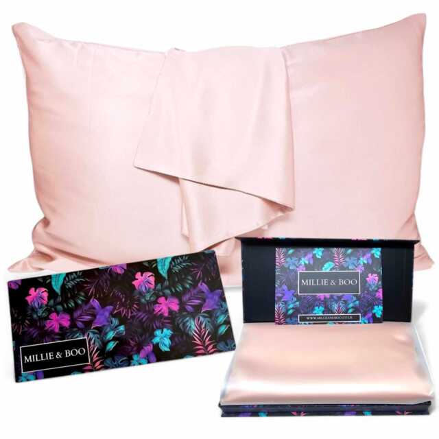 Satin Pillowcase Light Pink With Gift Box - Vegan Friendly Queen Size Zipper Closure - image 1