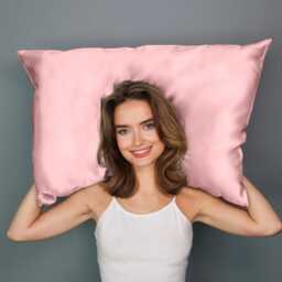 Satin Pillowcase Light Pink With Gift Box - Vegan Friendly Queen Size Zipper Closure - thumbnail 2