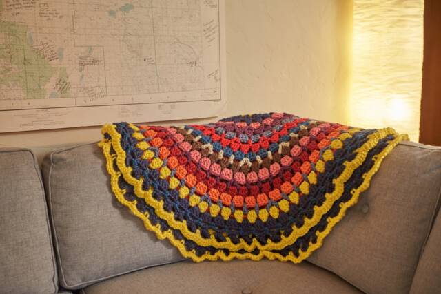 Crochet Circle Afghan Colorful Granny Square Throw Blanket - image 1