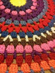 Crochet Circle Afghan Colorful Granny Square Throw Blanket - thumbnail 3