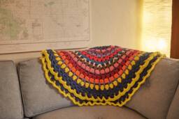Crochet Circle Afghan Colorful Granny Square Throw Blanket