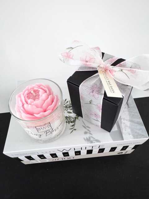Peony Blossom Candle - Hand-Poured Coco Soy Floral Sculpted Birthday Gift Luxury Box 40 Hour Burn 220 Grams - image 1