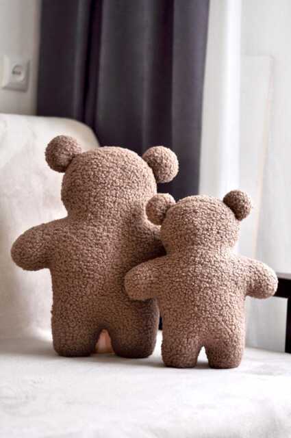 Teddy Bear Pillow - Kids Decor - Boucle Toy For Baby Shaped - image 1