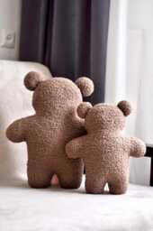 Teddy Bear Pillow - Kids Decor - Boucle Toy For Baby Shaped - thumbnail 1