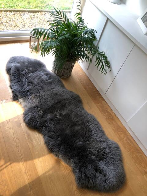 Grey Sheepskin Rug , Double Sheepskin, Xl Rug, Grey Mink Mid Interior Design, Fur Throw - image 1