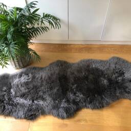 Grey Sheepskin Rug , Double Sheepskin, Xl Rug, Grey Mink Mid Interior Design, Fur Throw - thumbnail 3