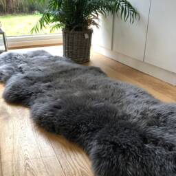 Grey Sheepskin Rug , Double Sheepskin, Xl Rug, Grey Mink Mid Interior Design, Fur Throw - thumbnail 4