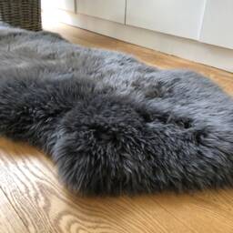 Grey Sheepskin Rug , Double Sheepskin, Xl Rug, Grey Mink Mid Interior Design, Fur Throw - thumbnail 2