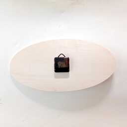 Light Teal Oval Wooden Wall Clock Mid-Century Modern Silent Clock - thumbnail 2