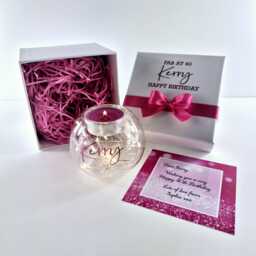 40Th Birthday Gift For Her, Personalised Candle Set, Led Fairy Lights, Keepsake Box, Milestone