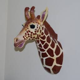 Handmade Paper Mache Giraffe Sculpture - thumbnail 2