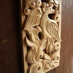 Woodcarving, Home D??cor, Wood Art, Woodcraft, Woodworking, Wooden Phoenix, Wall Hanging, Gift, Handmade 14, 96 X 9, 45??? - Made To Order - thumbnail 2