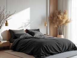 Dark Gray Sateen Bedding Set 1 Duvet Cover & 2 Pillowcases Cotton Satin Comforter - thumbnail 1