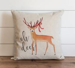 Oh Deer Christmas Pillow Cover - Xmas Throw Holiday Cushion 20 X Accent - thumbnail 1