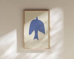 John 8 Free Indeed Modern Illustration Poster, Blue Bird Abstract Bible Verse Prints, Christian Home Decor, Faith Poster - thumbnail 1