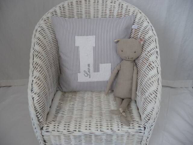Pillow/strip With Large Letter Made Of Cuddly Terry Cloth & Embroidered Name in Various Colors - image 1