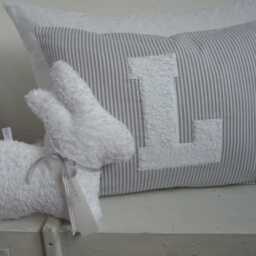 Pillow/strip With Large Letter Made Of Cuddly Terry Cloth & Embroidered Name in Various Colors - thumbnail 3