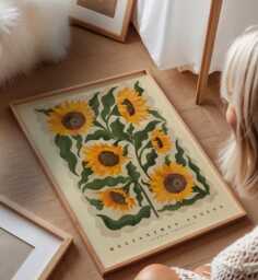 Hand Drawn Sunflowers Art Print, Colourful Botanical Wall Art, Katefoxdesign Summer Provence - thumbnail 1