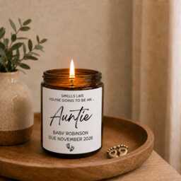 Personalised Pregnancy Announcement Candle, Custom Soy Baby Reveal Gift, Smells Like Going To Be Grandparents Auntie Godmother Nanny Uncle - thumbnail 1