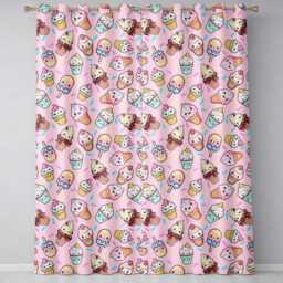 Cute Kawaii Ice Cream Desserts On Pink Background Seamless Pattern Readymade Eyelet Ring Top Thermal 100% Blackout Curtains - thumbnail 2