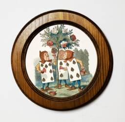 Handmade Alice in Wonderland Framed Art Print, Card Men, Oak Nursery Decor - thumbnail 1