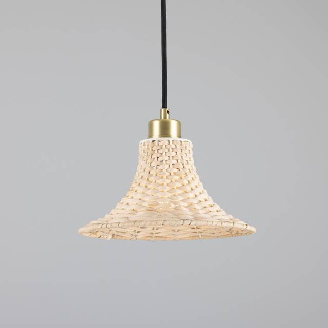 Savannah Small Bell-Shaped Rattan Pendant Light 9.5 - image 1