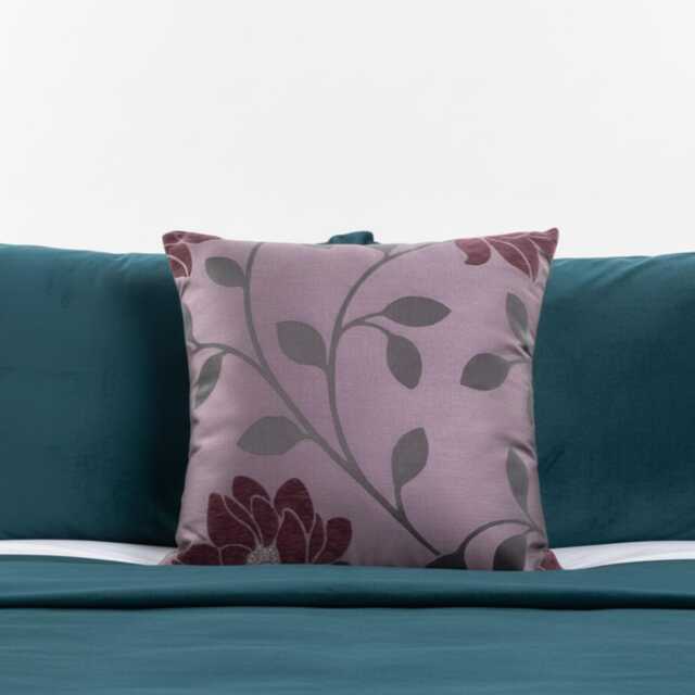 Purple Floral Cushion Cover - Shiny Silver Pistil Design - 18x18 - image 1