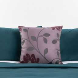 Purple Floral Cushion Cover - Shiny Silver Pistil Design - 18x18