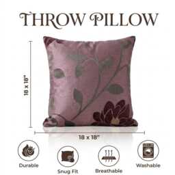 Purple Floral Cushion Cover - Shiny Silver Pistil Design - 18x18 - thumbnail 2