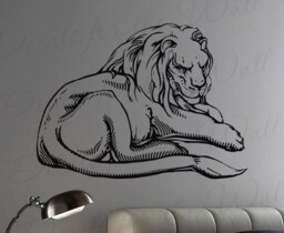 Lion Wall Decal Vinyl Graphic Detailed African Animal Realistic Life Like Art Sticker Large Decoration Sign Decor Mural G23 - thumbnail 1