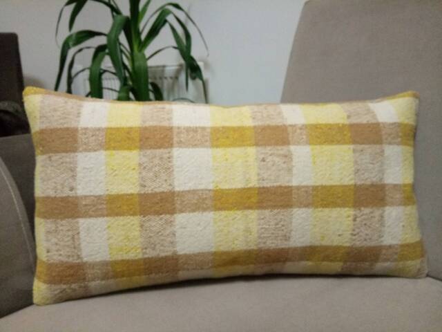 Kilim Lumbar Pillow 12x24 Inches Turkish Striped Design Cover Decorative Cover Sofa Home Decor - image 1