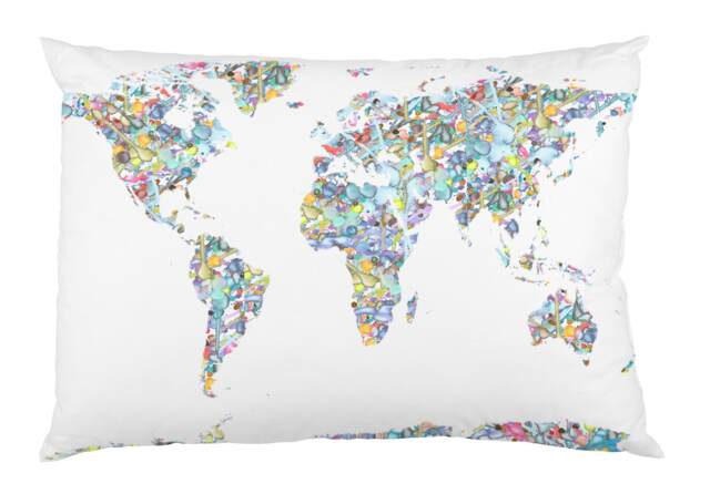 World Map - Luxury Velvet Watercolour Cushion , Water Colour Case Cover Or & Filling - image 1