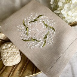 Lilies Of The Valley Easter Embroidered Linen Guest Towels, Spring Monogrammed Towel, Hostess Gifts, Warm House Gifts, Bathroom Decor - thumbnail 3