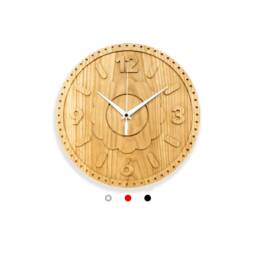 Round Wood Clock With Raised Numerals, Natural Oak Wooden Wall Made Of Solid Wood, Art - thumbnail 1