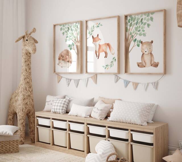 Woodland Animals Nursery Prints Forest Friends Wall Art - image 1