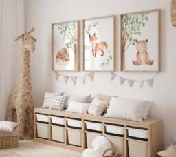 Woodland Animals Nursery Prints Forest Friends Wall Art - thumbnail 1