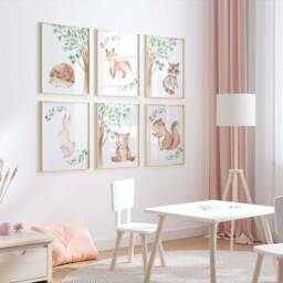 Woodland Animals Nursery Prints Forest Friends Wall Art - thumbnail 2